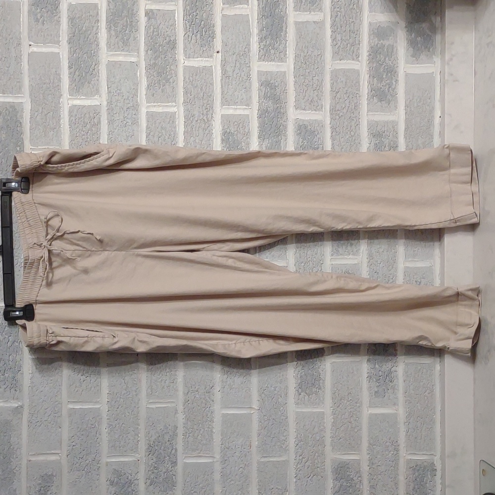 Loft Women's Linen Blend Cream Drawstring and Elastic Waist Pants Size XL